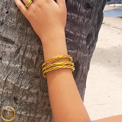 Jonc Bouddhiste Torsadé Or