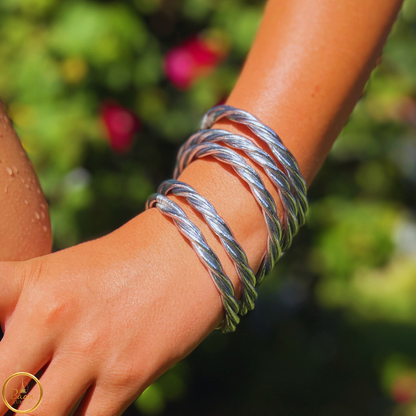 Jonc Bouddhiste Torsadé Argent