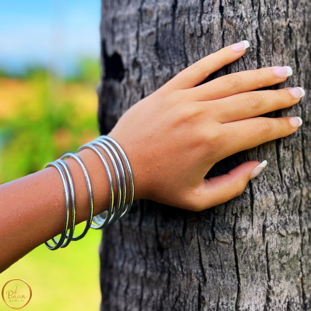 Jonc Bouddhiste Argent Fin