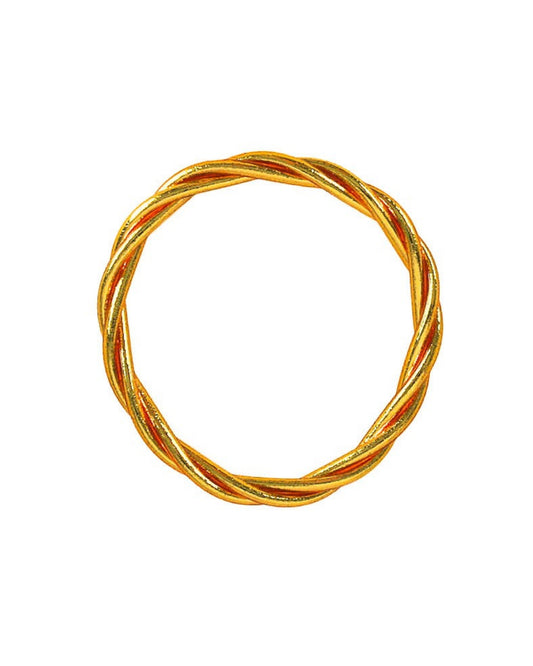 Bracelet bouddhiste torsadé or Bâan Kumlaï, présenté sur fond blanc.