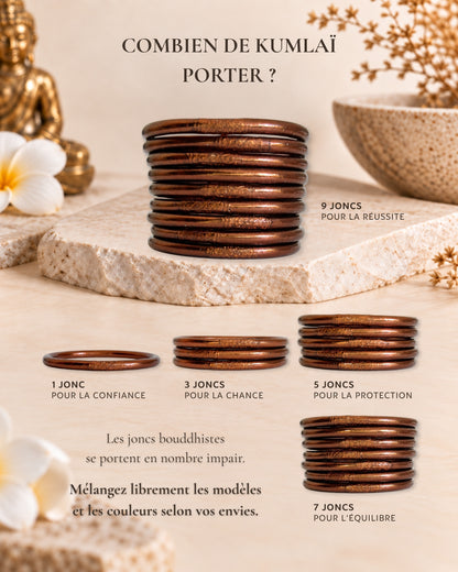 Combien de joncs bouddhistes marron chocolat porter : 1, 3, 5, 7 ou 9 joncs Bâan Kumlaï en nombre impair