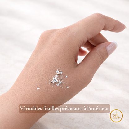 bracelet kumlai champagne rempli de feuilles précieuses jonc bouddhiste Bâan Kumlaï