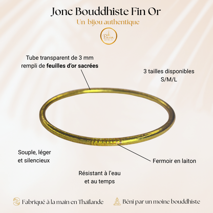 Comment reconnaitre un vrai jonc bouddhiste fin gold - Composé d'1 tube rempli de feuilles d'or sacré, béni dans un temple par un moine en Thaïlande.